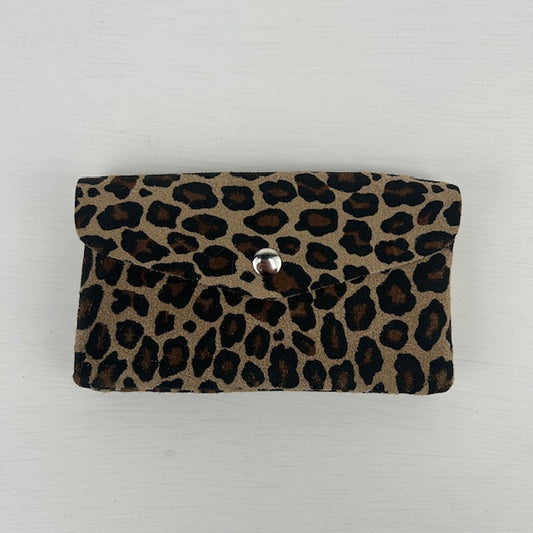 Real leather panter portemonnee taupe
