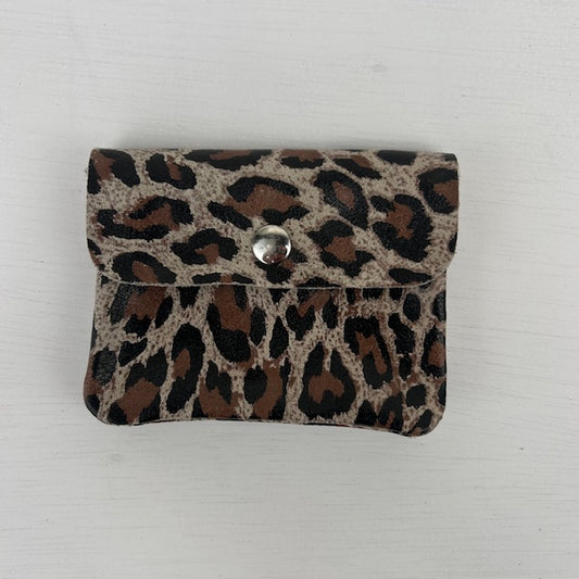Real leather panter portemonneetje bruin