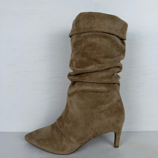 Trendy slouchy laarzen met naaldhakje beige