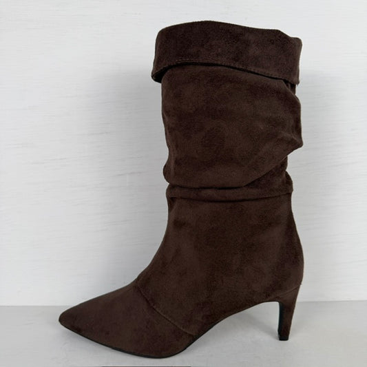 Trendy slouchy laarzen met naaldhakje bruin