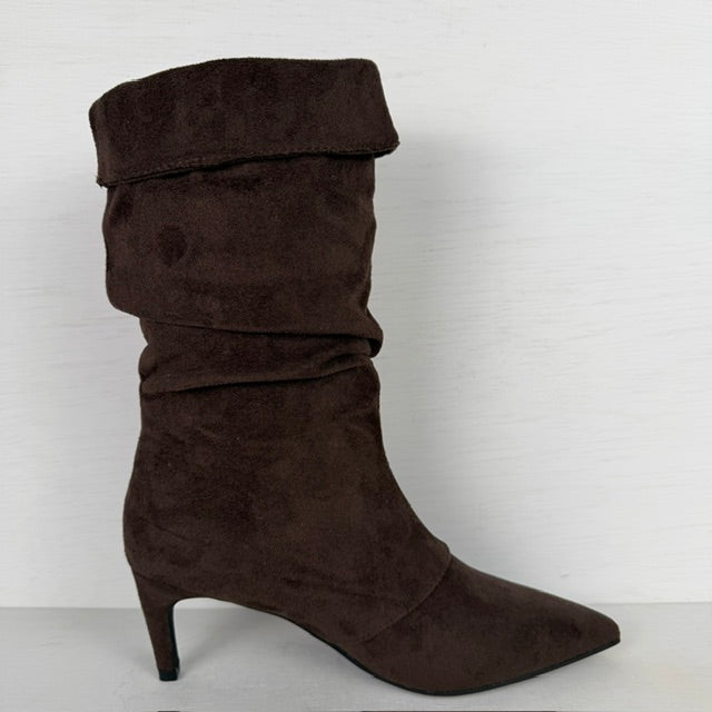Trendy slouchy laarzen met naaldhakje bruin