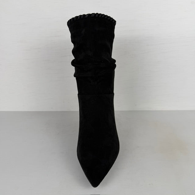Slouchy laarsjes met naaldhakje en stiksel zwart
