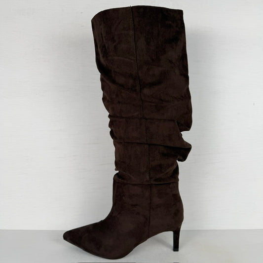 Hoge slouchy laarzen met naaldhakje bruin