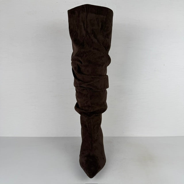 Hoge slouchy laarzen met naaldhakje bruin