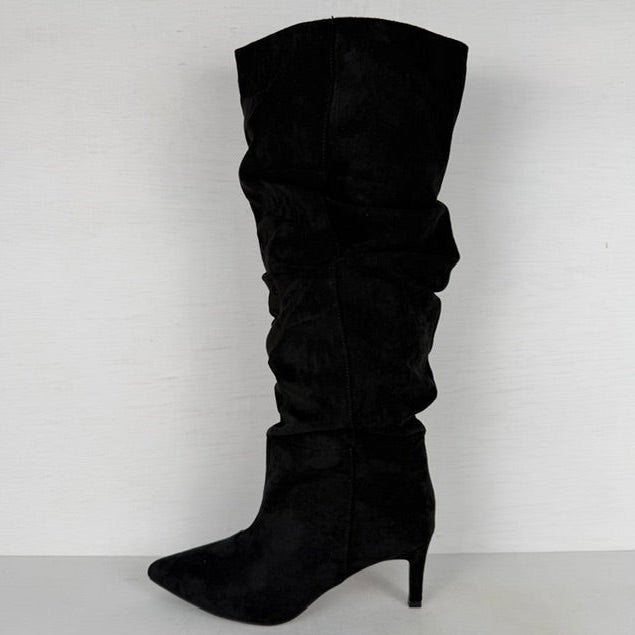 Hoge slouchy laarzen met naaldhakje zwart