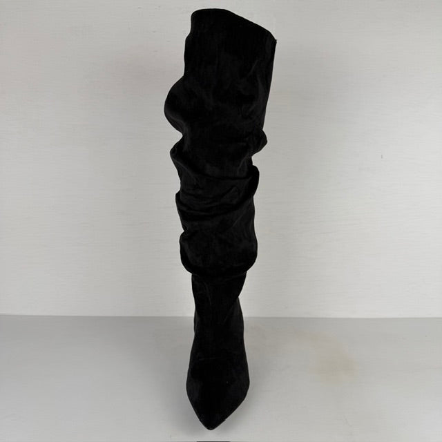 Hoge slouchy laarzen met naaldhakje zwart