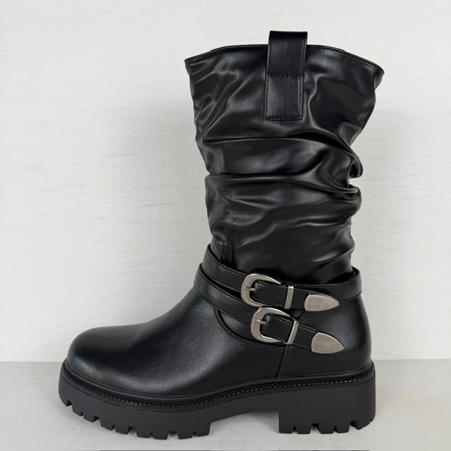 Slouchy boots met gespjes zwart