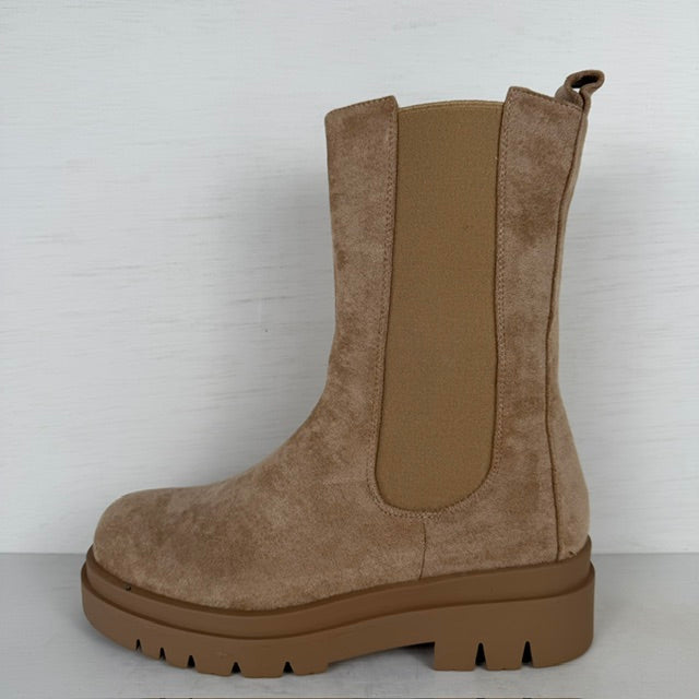 Stoere boots met elastiek taupe