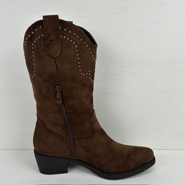 Gave suèdine cowboylaars met franjes bruin