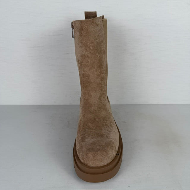 Stoere boots met elastiek taupe