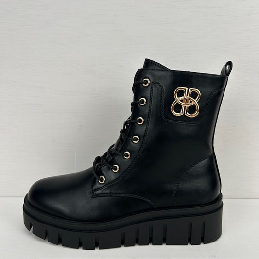 Leatherlook boots met gouden detail zwart