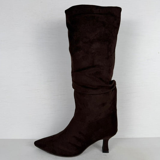 Geweldige slouchy laarzen met naaldhakje donkerbruin