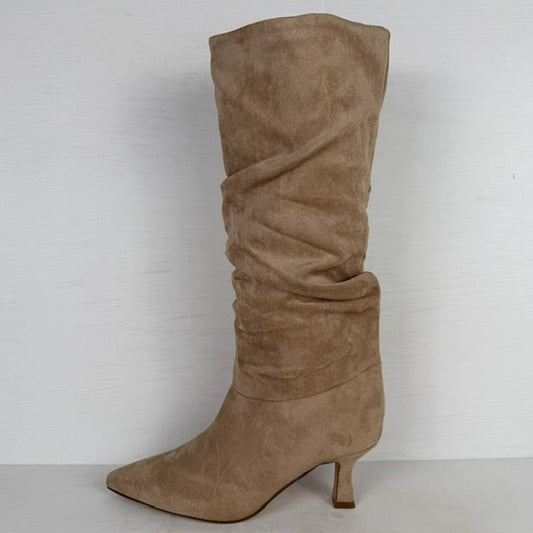 Geweldige slouchy laarzen met naaldhakje khaki