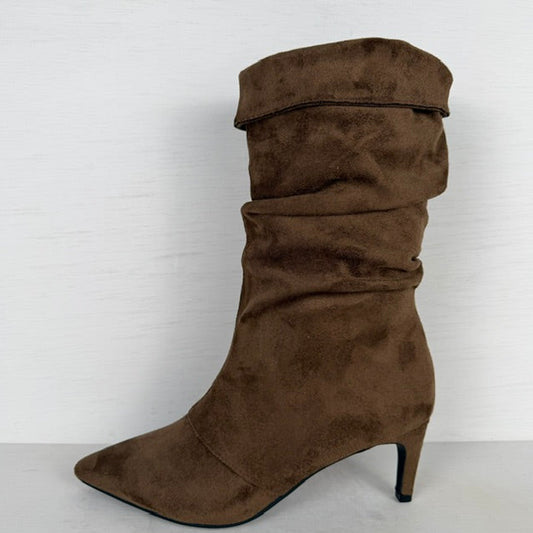 Trendy slouchy laarzen met naaldhakje lichtbruin
