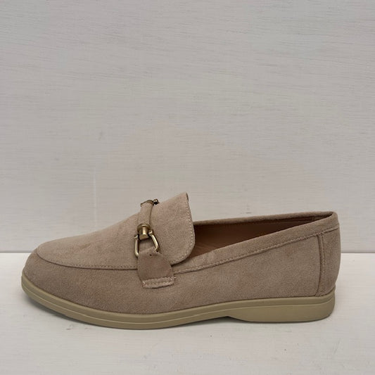 Suèdine instappers met gespje beige