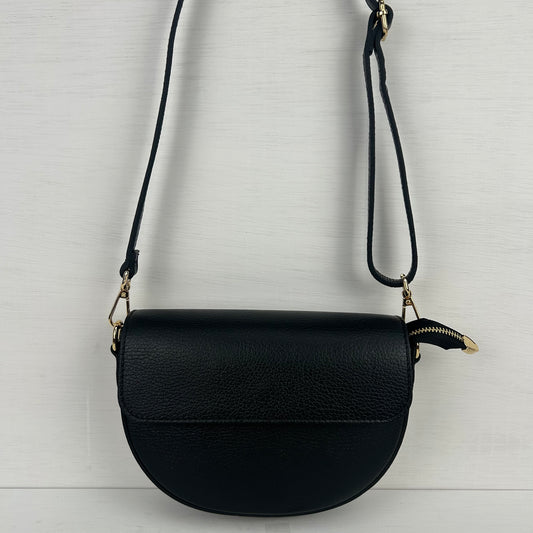 Real leather schoudertasje zwart