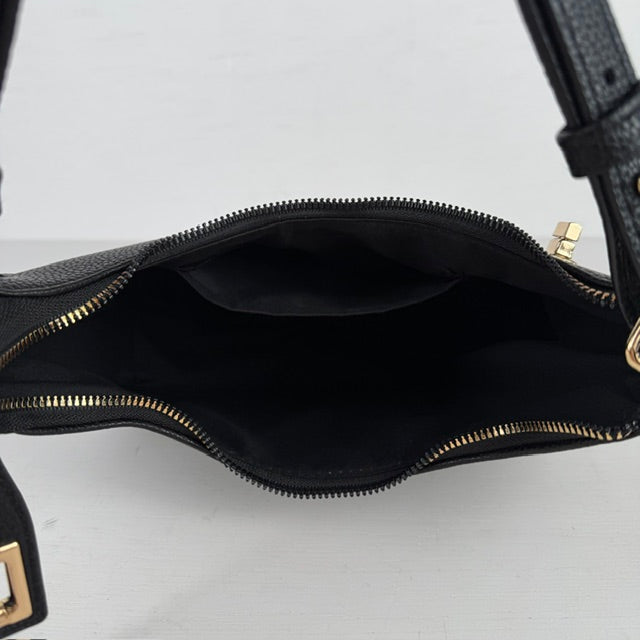 Leuk leatherlook schoudertasje zwart