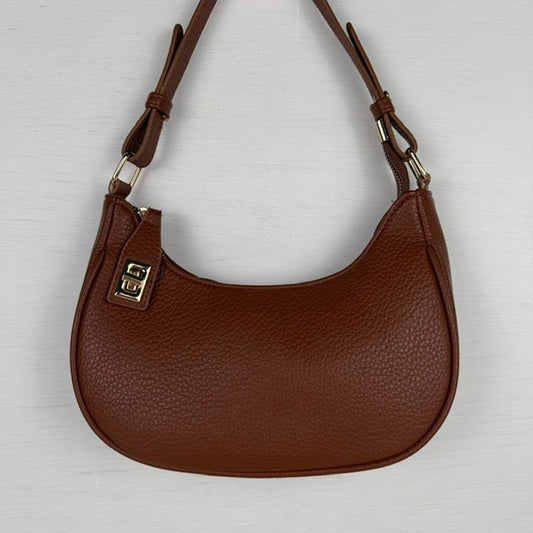 Leuk leatherlook schoudertasje bruin