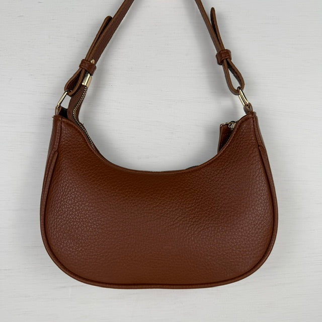 Leuk leatherlook schoudertasje bruin