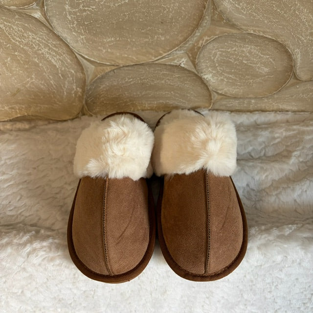 Cozy pantoffels dark camel