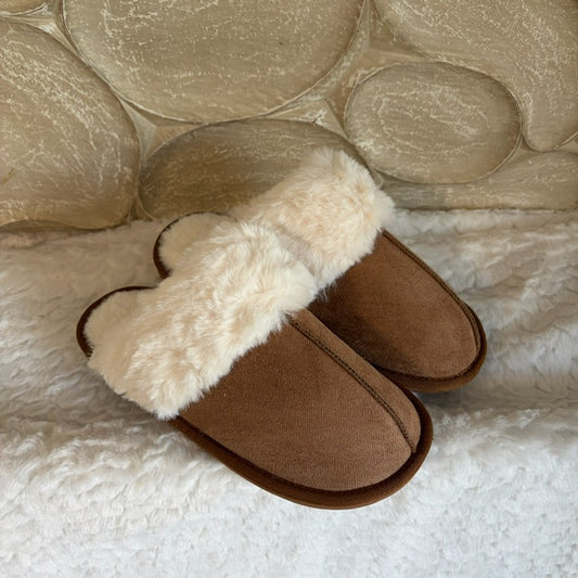 Cozy pantoffels dark camel