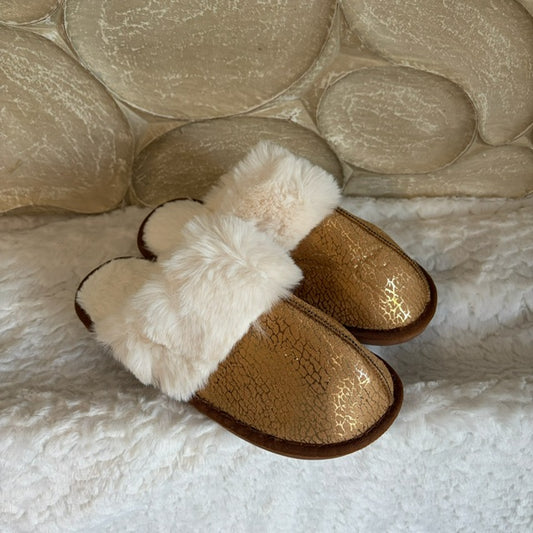 Cozy pantoffels goud