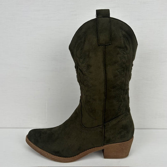 Suèdine cowboylaarzen met gaaf design groen