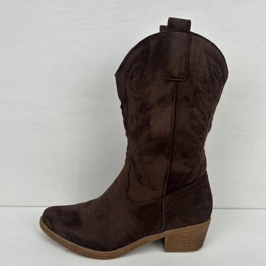 Suèdine cowboylaarzen met gaaf design bruin
