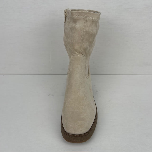 Suèdine laarsjes met stevige hak beige
