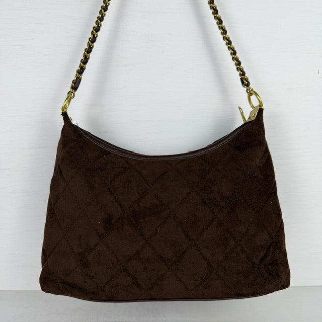 Padded schoudertas met gouden detail bruin