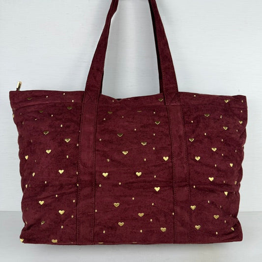 Leuke shopper met hartjes bordeaux rood