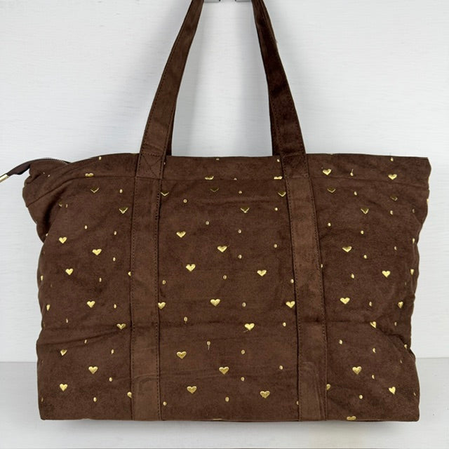 Leuke shopper met hartjes bruin
