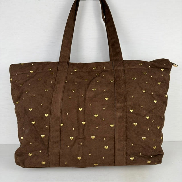 Leuke shopper met hartjes bruin