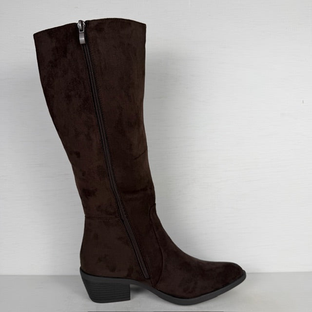 Geweldige suèdine cowboylaarzen met elastiek bruin