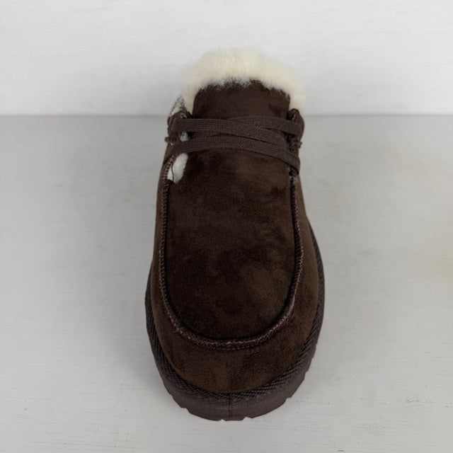 Furry instap pantoffels bruin