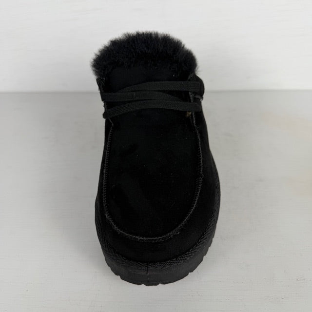 Furry instap pantoffels zwart