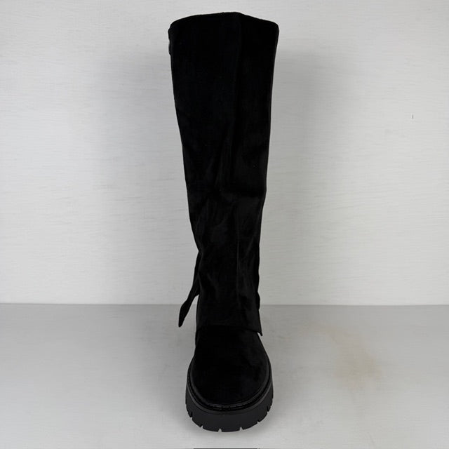 Hoge suèdine boots met flap zwart