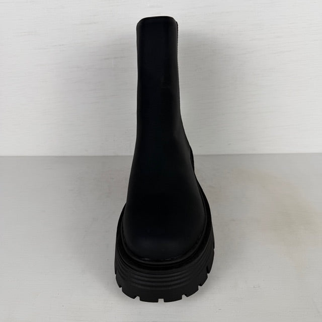 Stoere leatherlook boots met rits zwart