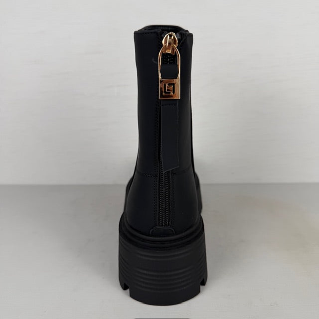 Stoere leatherlook boots met rits zwart