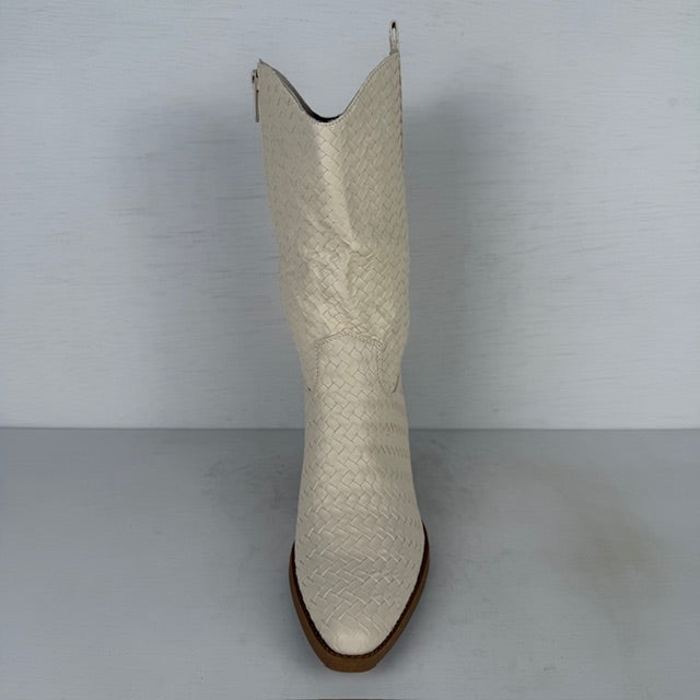 Leuke cowboylaarzen met gevlochten motief beige