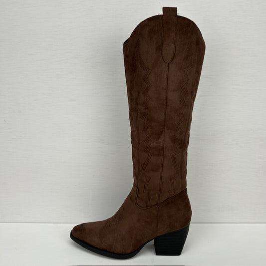 Hoge cowboylaars met fraaie afwerking bruin