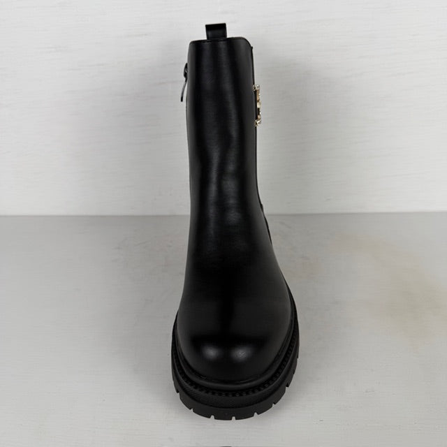 Leuke leatherlook boots met shiny detail zwart