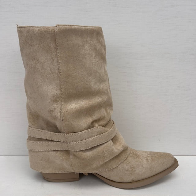 Cowboylaarsje met franjes beige