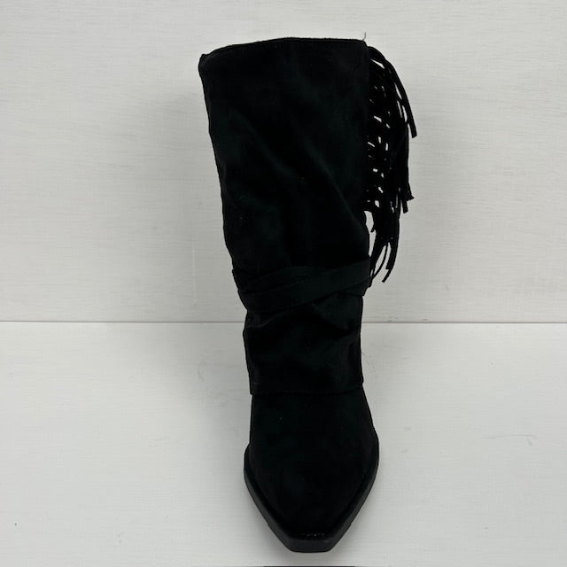 Cowboylaarsje met franjes zwart