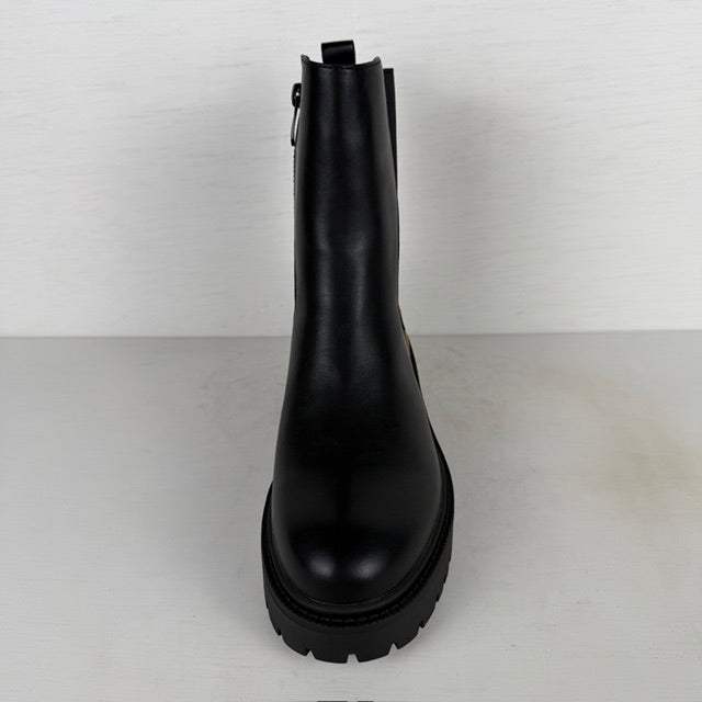 Leatherlook boots met panter hak zwart