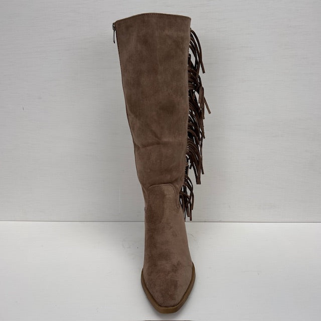 Suèdine cowboylaarzen met franjes khaki
