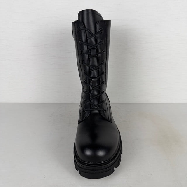 Leuke real leather veterboots zwart