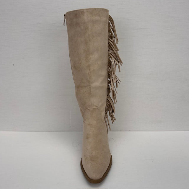 Suèdine cowboylaarzen met franjes beige