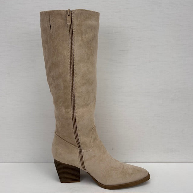 Suèdine cowboylaarzen met franjes beige