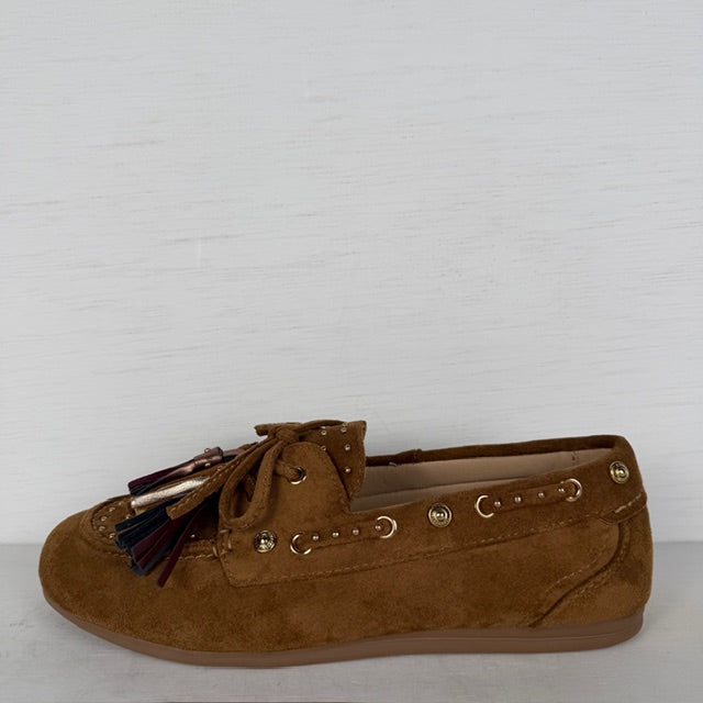 Posh by Poelman loafers met franjes camel
